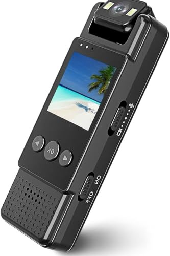 AntDau71® - Bodycam 4K con Flash, con Display Girevole 180° – Mini Telecamera Portatile HD con Registrazione Audio e Video, Ricaricabile Type-C, Wireless o con Scheda SD - CW1009