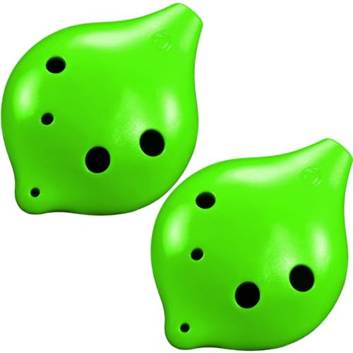 6-Hole Ocarina Musical Instrument 2PACK, 6 Hole Alto C Wind Flute,Adult students' beginner-level musical instrument (Ocarina 6 Hole-Green 2PACK)