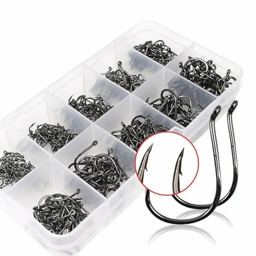 500 Pcs Fishing Hooks with Plastic Box,10 Sizes (No.3-No.12),Sharp Carbon Steel with Eye Sea Small Sea Fish Hooks Set Fishing Accessories for Saltwater or Freshwater