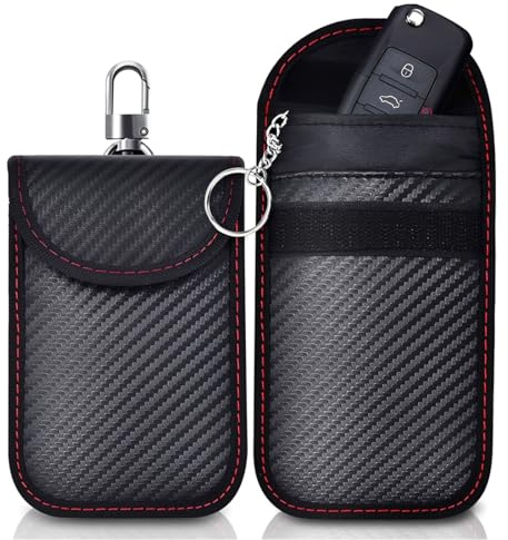 ZAKTUS 2X Custodia Keyless Go per Chiavi Auto, NFC Carte di Credito, Bancomat, Carta d'Identità, Portachiavi con Gancio Moschettone (Nero)