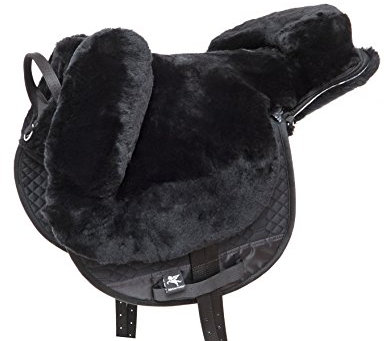 Engel Reitsport | FELLSA-R2-SCH | Hochwertiger Fellsattel | echtes Merino Lammfell | baumloses Bare-Back-pad | Gr. Englisch Farbe schwarz