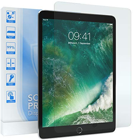 EAZY CASE - Protector de pantalla compatible con iPad Air 2 Protector de pantalla de cristal de 9,7 pulgadas, dureza 9H, 0,3 mm de grosor, protector de pantalla para tableta, transparente, ultra