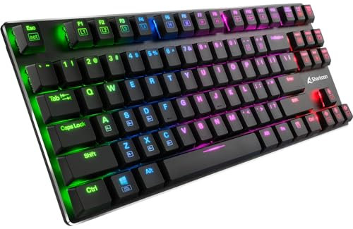 Sharkoon PureWriter TKL RGB USB QWERTY US Englisch Schwarz - Tastaturen (Verkabelt, USB, Mechanischer Switch, QWERTY, RGB-LED, Schwarz)