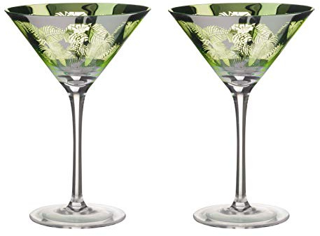 Artland Tropical Leaves Martini Cocktail Glass Glasses Set of 2 250ml