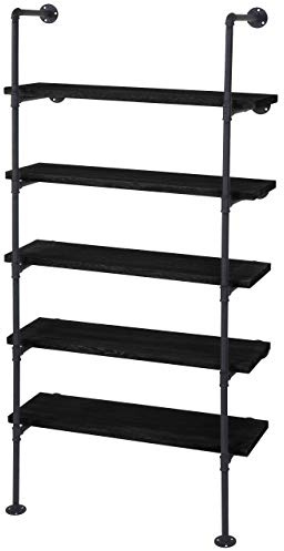 Mendler Standregal HWC-C45 165x80x28cm Industrial Holz Metall - dunkelgrau | Wohnregal, Bücherregal, Ablageregal