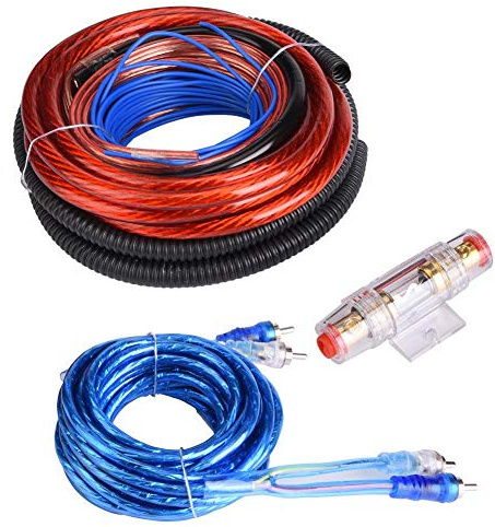Car Audio Subwoofer-kabel, 4 Guage 2800W Car Audio Subwoofer-f?rst?rkare H?gtalarinstallation Kabelsats S?kringsdr?kt