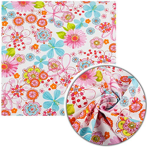 alles-meine.de GmbH Stoff - Meterware am Stück - Bunte Blumen/Blüten - 100% Baumwolle - Baumwollstoff Baumwollgewebe - Stoffe Muster Kleiderstoff Modestoff & Dekostoff/Patch..