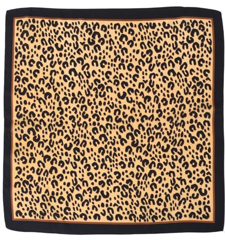 Amosfun Leopardenmuster Halstuch Damen, 27 x 27 Zoll, aus reiner Seide & satiniert, leicht & weich, für Alltag, Büro & Muttertag-Geschenk