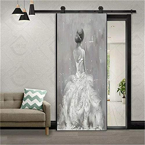 YQLKD Türfolie Poster Handgezeichneter Mädchenhintergrund Selbstklebende Türtapete PVC Home Poster Mural