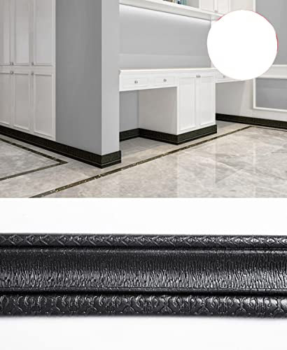 Dostear BordüRe Selbstklebend Kinderzimmer Tapeten Wohnzimmer Wanddeko Badezimmer 3d Fliesenaufkleber Wandleisten Schwarz A 3.15 X 90.55 Zoll