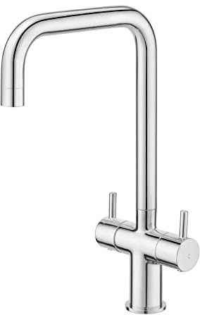 Kitchen Tap,BATHWEST Brass Kitchen Sink Tap,Chromed Dual Lever U-Neck 360° Swivel Bar Tap 1077A