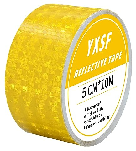 YXSF Cinta reflectante Amarilla, Cinta reflectante Adhesivo 5 cm × 10 m, Cinta reflectante impermeable autoadhesiva al aire libre de alta visibilidad, adecuada para vehículos
