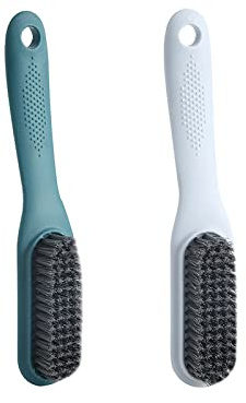 Household Cleaning Brush Soft Bristle Laundry Brush Shoe Stain Remover Brush Comfort Grip Nylon Brushes for Fabric Clothes Carpet Floor Pack of 2 Shoes Cleaner Brush, Blue and Gray