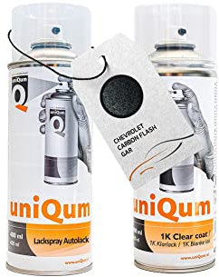 uniQum Spraydose Autolack + Klarlack fürs Auto für CHEVROLET CARBON FLASH GAR Autolack Reparatur 2x 400 ml