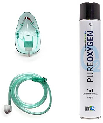 Sauerstoffflasche 14 Liter mit Inhalations Maske - Sauerstoff aus der Dose für Zuhause oder Unterwegs von Medicalcorner24