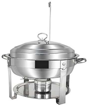 Chafing Food Warmer Dry Pot Verdickter, für Lebensmittel zugänglicher Edelstahl Haushalt Kleiner Hot Pot Buffet Mini Chafing Dish Herd Suppenpfanne Bequem und Praktisch (Color : Silver, Size