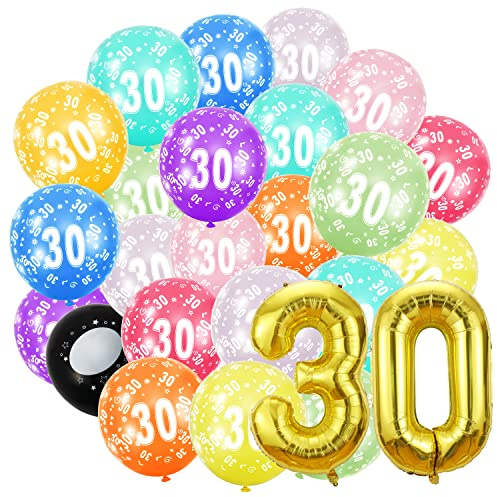 Geburtstag zahlen luftballon 30 und 20Pcs 30cm Luftballons- Folienballon in 40-101cm Geburtstagsdeko - Ballon Zahl Deko zum Geburtstag fliegt mit Helium für Männer Frauen 30.Geburtstagsparty
