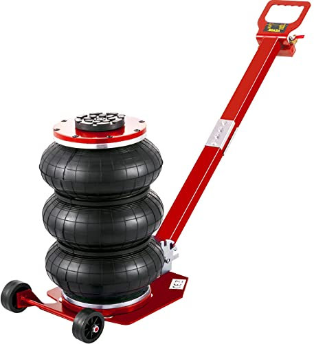 VEVOR Air Jack, 3 Ton/6600 lbs Triple Bag Air Jack, Airbag Jack with Six Steel Pipes, Lift up to 17.7, 3-5 s Fast Lifting Pneumatic Jack, with Adjustable Long Handle for Cars, Garages, Repair (Red)