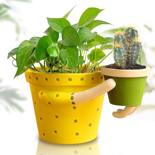 Scuyari Niedlicher Pflanztopf für den Innenbereich, Sukkulentententöpfe – Mutter umarmt Baby, Doppel-Pflanztöpfe, dekorativ, 13,2 cm Topf und 6,9 cm Kaktus-Topf mit Drainage, für drinnen und draußen