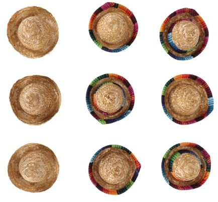 Mini Sombrero de Fiesta Juego de 9 Mini Sombreros Mexicanos en Diferentes Tipos de Diseños para Fiestas de Cumpleaños o Celebraciones de Fiestas Ideal para Decorar Botellas de