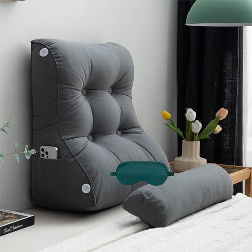 Keilkissen Bett mit 3 Erhebungen Lesekissen und Rückenstütze in,ideal als Lesekissen für Bett,Rückenkissen Bett und Reflux Kissen Erwachsene,Wedge Pillow Hergestellt optimalen Sitzkomfort