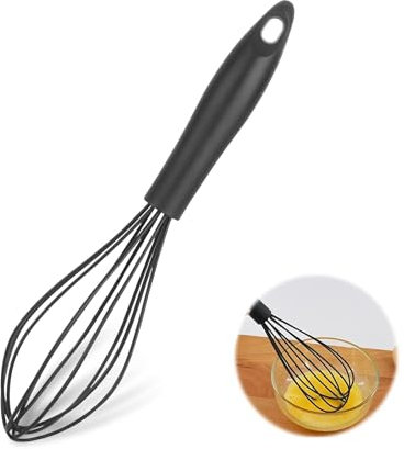 Daczly Schneebesen Silikon Kitchen Whisk Lebensmittelechtes Schwarz Silikon BallonSchneebesen Eierschlägel mit Stabilem Griff für Mischen Schneebesen Schlagen Aufschäumen und Rühren D02