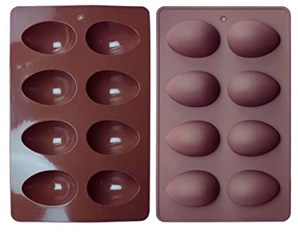 Moule à œufs en silicone à 8 cavités | Moule en silicone de qualité alimentaire en forme d'œuf de Pâques pour décoration de gâteaux, chocolat, bonbons, gelée, moule de cuisson pour muffins, pain