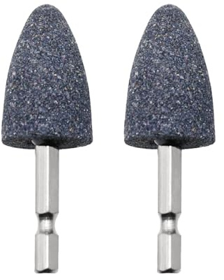2 Pieces Grinding Wheel Sharpening Head Hexagonal 6.35mm Sharpening Carving Grinding Electric Drill Bits Wheel Bit for Metal, Conical 71mm