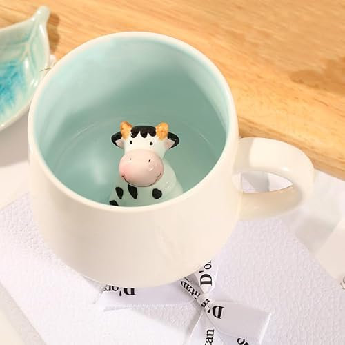 Funny 3D Animal Cow Coffee Mug, Cute Cow Birthday Gifts for Women and Men Valentines Mothers Day Graduation Birthday Present Christmas Gifts for Women Mum Him Her Wife Friend Sister Teacher Grandma