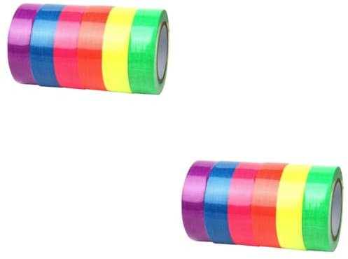 Tofficu 12rollen Fluoreszierendes Uv-klebeband Neonfarben Für Partys Und Veranstaltungen Leuchtendes Deko-band Für Stimmungsvolle Atmosphären Bei Feiertagen Und Feiern