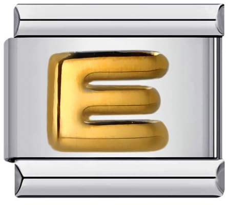 Mon & Sons Breloque italienne de 9 mm avec initiale de l'alphabet de A à Z - Or jaune et argent - Compatible avec bracelet Nomination