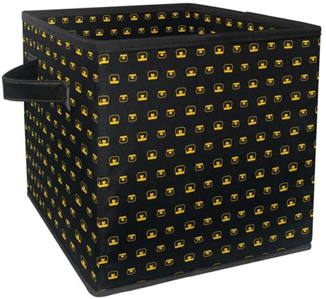VAPOKF Boîte de rangement pliable en tissu cube avec poignées pour jouets, vêtements, livres, placard, chambre à coucher, maison, motif pot de miel sur fond noir