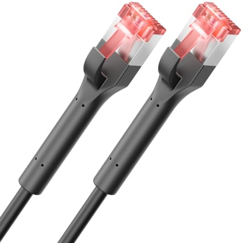 deleyCON 5m CAT6a Slim Patchkabel RJ45 10 Gbit/s Kupfer POE - Schwarz | Gigabit Netzwerkkabel, Ethernet Cable, CAT 6 LAN Kabel, RJ45 Stecker, für Patchpanel, PC, PS5, Router, Modem, TV, Laptop