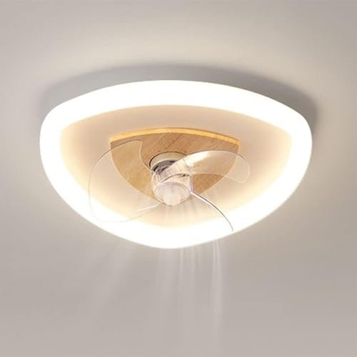 Ventilatore da soffitto Lampada da soffitto a LED Telecomando a Basso Profilo Montaggio ad Incasso 19,7 Pollici Silenzioso Camera da Letto in Legno massello Sala da Pranzo Cucina