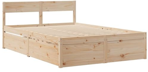 vidaXL Giroletto con Cassetti 120x200 cm in Legno Massello di Pino, giroletto con cassetti, arredo Camera da Letto, Letto Contenitore