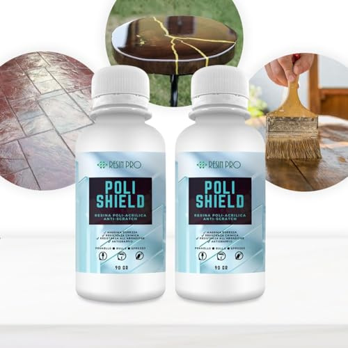 RESIN PRO Poli-Shield. Barniz de poliuretano bicomponente antiarañazos para pulir y proteger tus superficies, pintura de poliuretano brillante (GLOSS 30 A y B 500 gr)