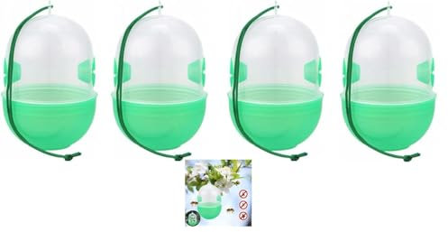 Set Wespenfalle 3, 4 oder 6 Set, Wespen Abwehr Ohne Chemie, 360 Grad Wirkung, Mückenfalle, Fliegenfalle Wespenfalle zum Aufhängen (4 Stück)