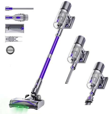 EUARY Aspirapolvere Senza Fili 550W 50KPa, Scopa Elettrica Lavapavimenti Portatile, Macchina Ariete