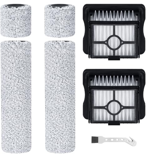 Jegehoyo Rouleau de brosse de rechange et Filtre HEPA pour Eureka RapidWash NEW630 / NEW630 Gen2 Aspirateur Laveur sans Fil, 2 rouleaux de brosse, 2 filtres HEPA, 1 brosse de nettoyage