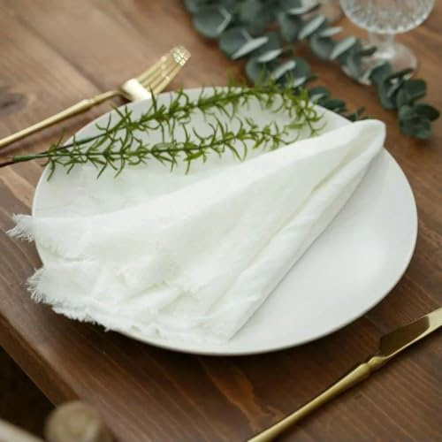 VIXDA 10 servilletas Retro de 42 x 42 cm, decoración rústica de Mesa, pañuelo de Gasa de algodón, manteles Individuales para Comedor, Suministros para Bodas y restaurantes