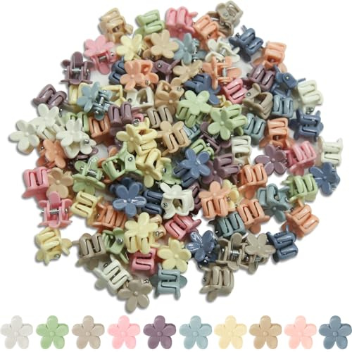 100 Pcs Kleine Blume Haarspangen Mädchen Kleine Klaue Clip Kleinkind Haarschmuck Kurze Kieferspangen Winzige Haarspangen Robuster Griff Bunte Niedliche Mehrfarbige Farben, Haarspangen für Frauen