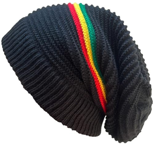 Muteitt Jamaica Reggae-hatt jamaicansk rasta-hattar rasta mössa hatt vintermössor ribbad stickad mössa randig mössa skallar hatt för män kvinnor
