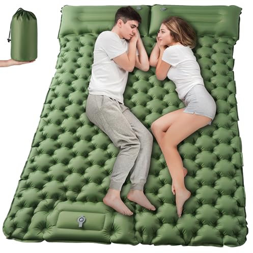 Isomatte Selbstaufblasend 2 Personen, Erweiterte und Verdickte Camping Matratze, Luftpedal-Luftpumpe Luftmatratze, Ultraleichte Tragbare Isomatte Ultraleicht, Geeignet für Camping, Strand, Wandern