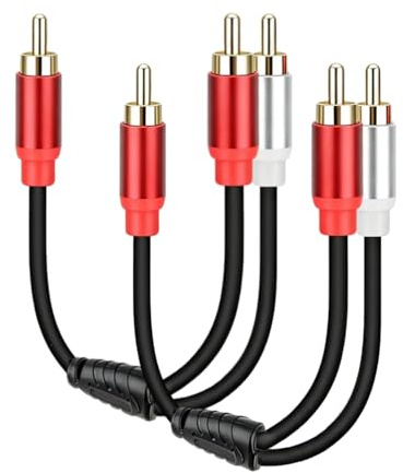 GELRHONR 2Pack Cinch Kabel,RCA Y Splitter Adapter 1 Stecker zu 2 Stecker Stereo RCA Audio Kabel für Subwoofer,Heimkino,Lautsprecher, HDTVs und mehr, 30cm/1ft