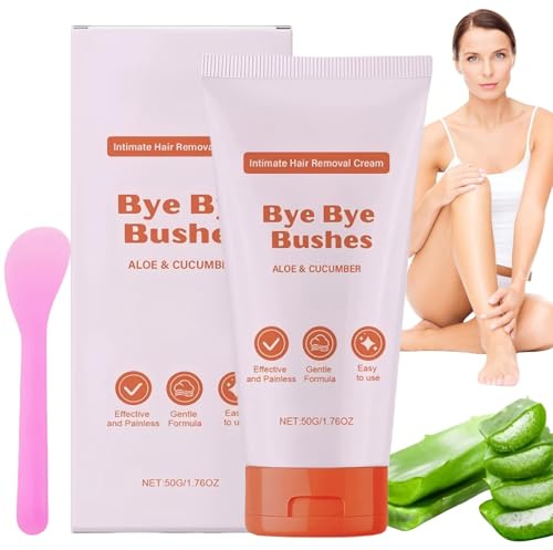 Bye Bye Bu/sh Hair Removal,Hair Removal Cream with Silicone Brush,Intimate Hair Removal Creams,Facial Hair Remover,Fast Painless Depilatory Gel,Gentle Depilatory Cream,Hair Removal Cream for Women