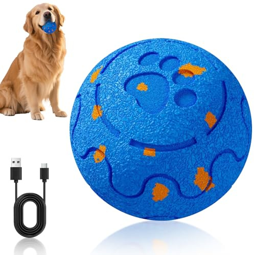 Jadyon Pelota interactiva para Perros, Pelota Inteligente con Movimiento automático, Pelota Indestructible, Juguete eléctrico para Perros medianos-Grandes (Azul)