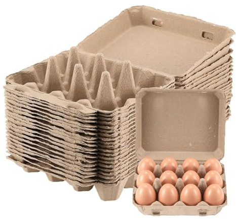 Sujurio Paquete de 20 Cartones de Huevos, Cartones de Huevos Cuadrados de Pulpa de Papel Huevos, Contenedores de Cartones de Huevos Bandeja de Huevos Vacía Soporte para Huevos de Pulpa