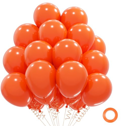 QIFU Palloncini Arancioni, 50 Halloween Palloncini in Lattice Arancione da 12 Pollici per Bambini per Halloween Party Compleanno Laurea Battesimo Baby Shower Festa Matrimonio Decorazione