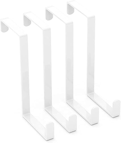 ZYEKIU Gancio Per Porta 4 Pcs Gancio Appendi Abiti per Porte Tipo Z Appendiabiti Porta Bathroom Door Hooks Salvaspazio Appendino da Portas in Metallo Solido Può Sopportare 15 KG (Bianco)