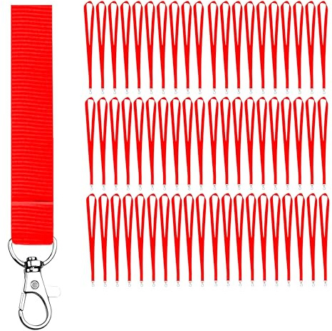 20 Lanyards Rojos con Gancho Metálico, 2 cm de Ancho y 46 cm de Largo